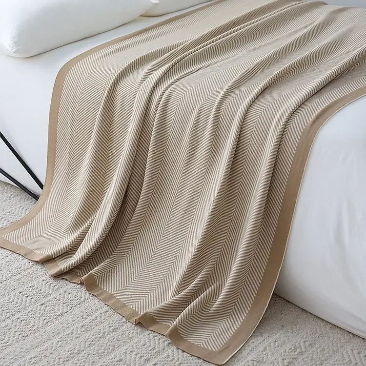 Afralia™ Nordic Stripe Knitted Throw Blanket - Soft & Warm Winter Sofa Cover