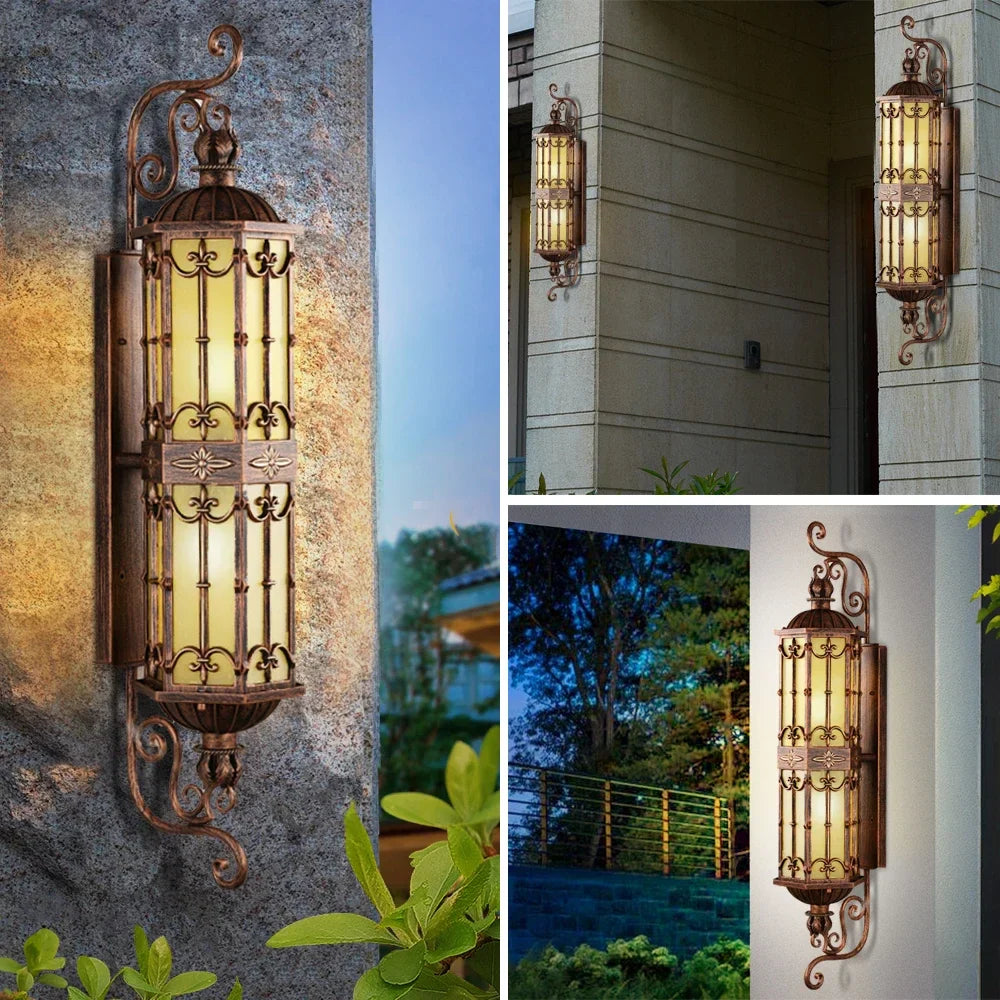 Afralia™ Outdoor  Vintage LED Wall Lamp for House Villa Gate Europe Retro Style
