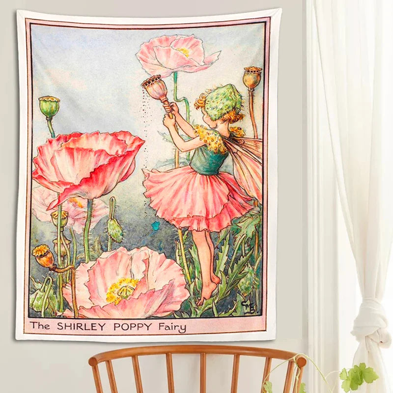 Afralia™ Psychedelic Flower Fairy Tapestry Wall Hanging - Bohemian Bedroom Decor