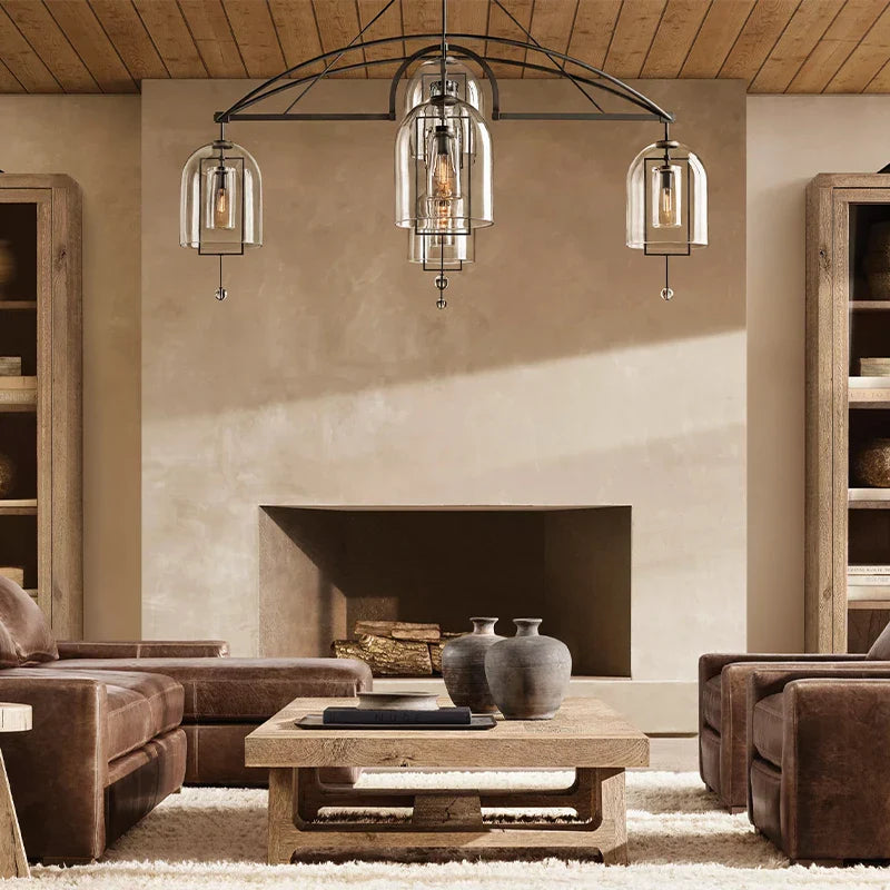 Afralia™ LED Brass Glass Chandelier Pendant Light for Living Room