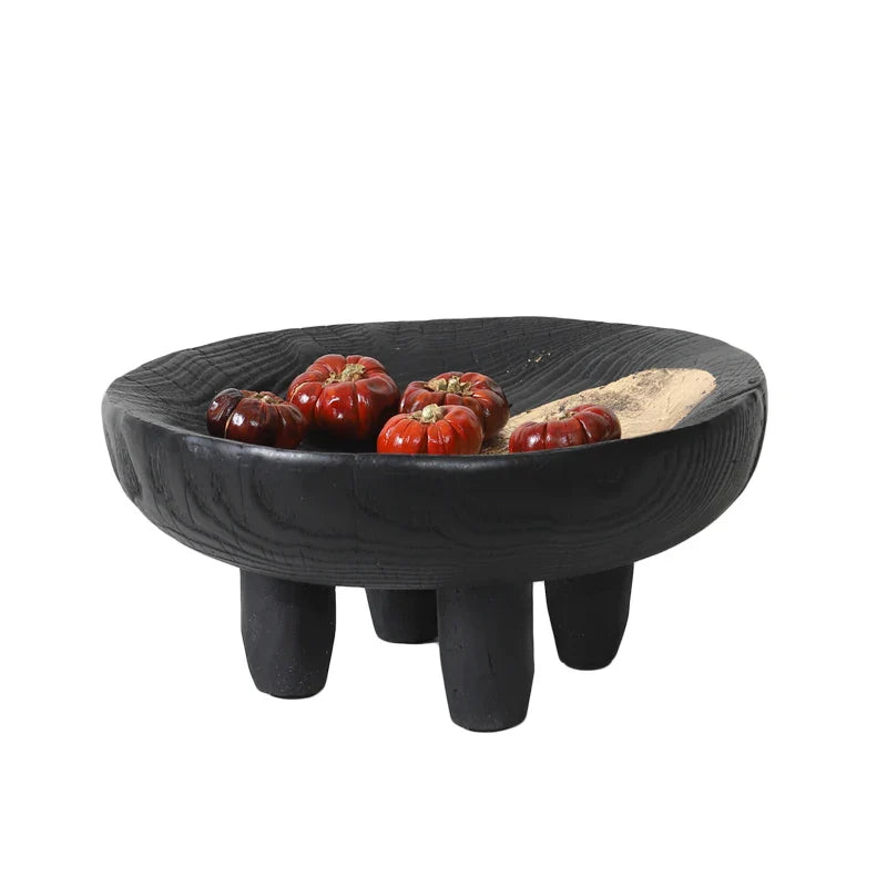 Afralia™ Imitation Wood Grain Corner Tray Fruit Bowl Desktop Storage Jewelry Plate Tray