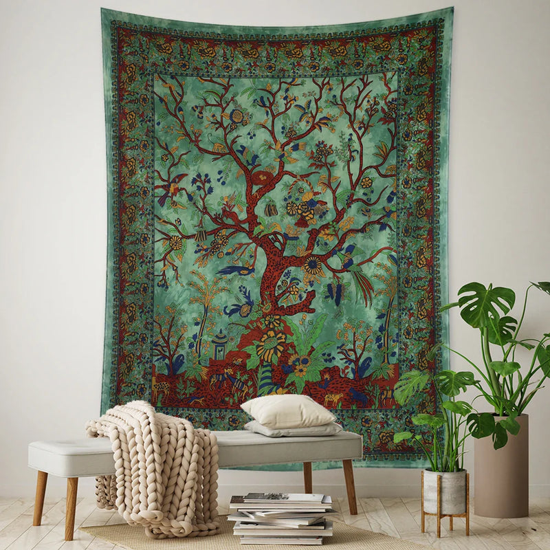 Afralia™ Flying Bird Tree of Life Tapestry Wall Hanging: Bohemian Abstract Hippie Decor