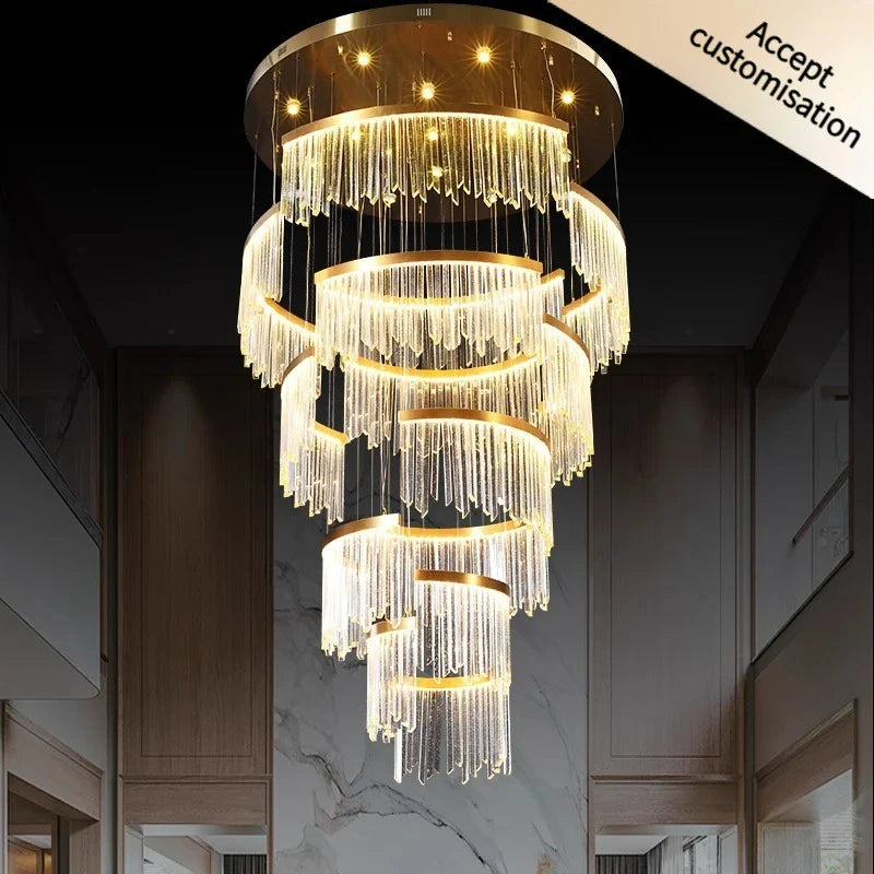 Afralia™ Crystal Chandelier for Modern Living Room, Villa, and Staircase