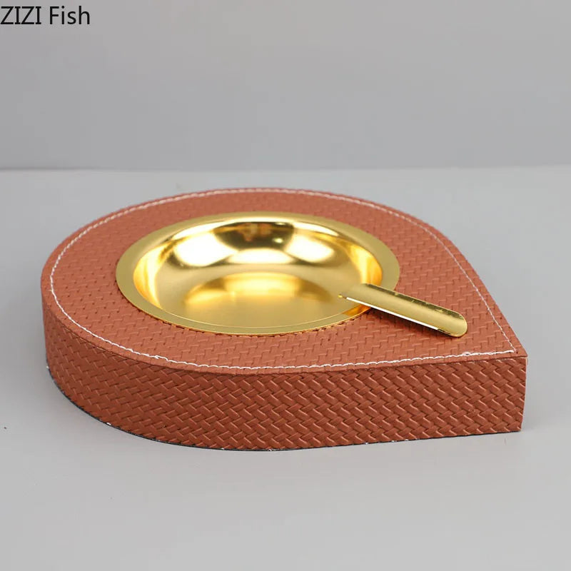 Afralia™ Leather Desktop Ashtray: Stylish Smoking Accessory & Gift