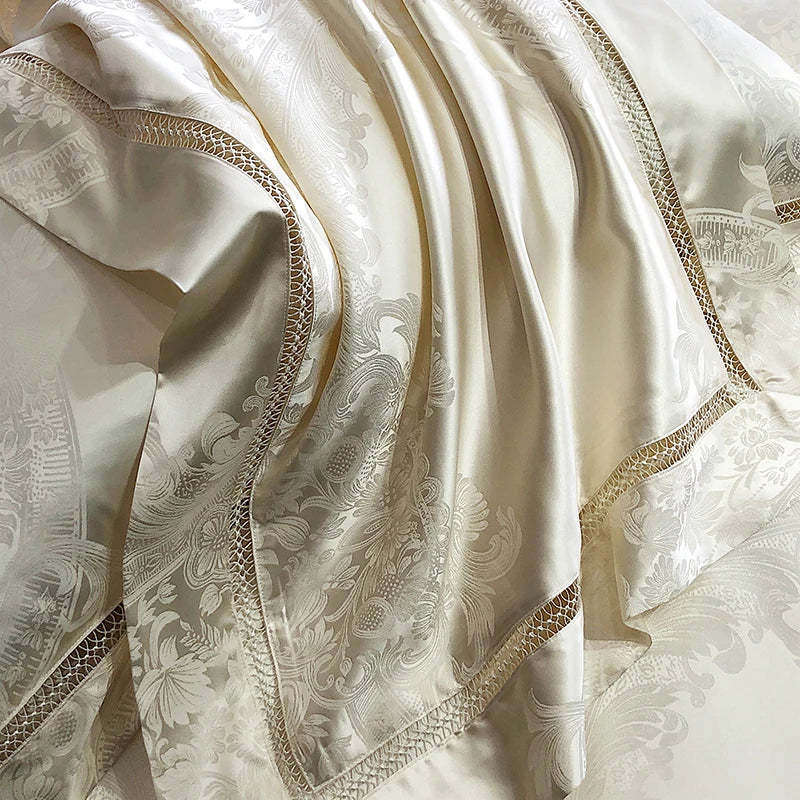 Afralia™ Luxury Brocade Jacquard King/Queen Bedding Set with Egyptian Cotton, Silky Soft Texture