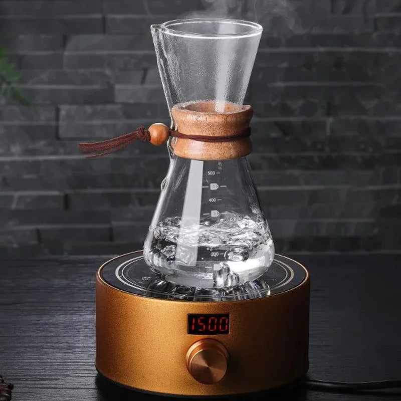 Afralia™ Stainless Steel Glass Filter Coffee Maker Espresso Machine Tea Pot Set