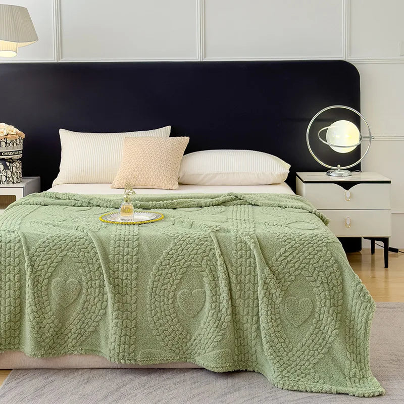 Afralia™ Taffeta Velvet Jacquard Coral Fleece Blanket: Warm, Skin-Friendly, Multi-Functional Sofa Cover