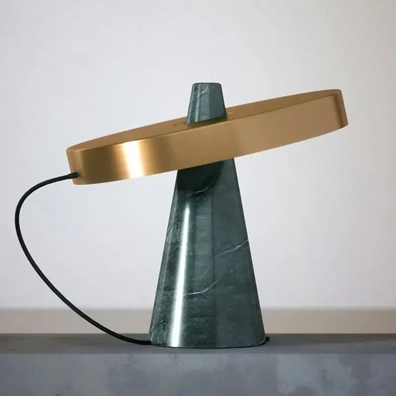 Afralia™ Green Marble Table Lamp: Elegant European Metal Lighting for Vintage Living Room