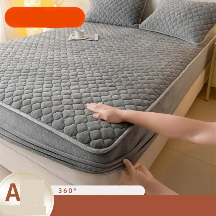 Afralia™ Thickened Mattress Protector Queen Double Single Elastic Fitted Sheet Anti-slip Bedspread
