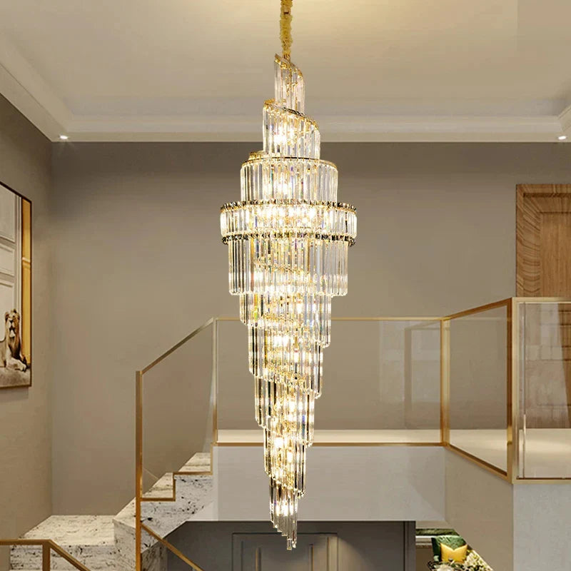 Afralia™ K9 Deluxe Crystal Pendant Chandelier: Dazzling LED Ceiling Light for Modern Elegance