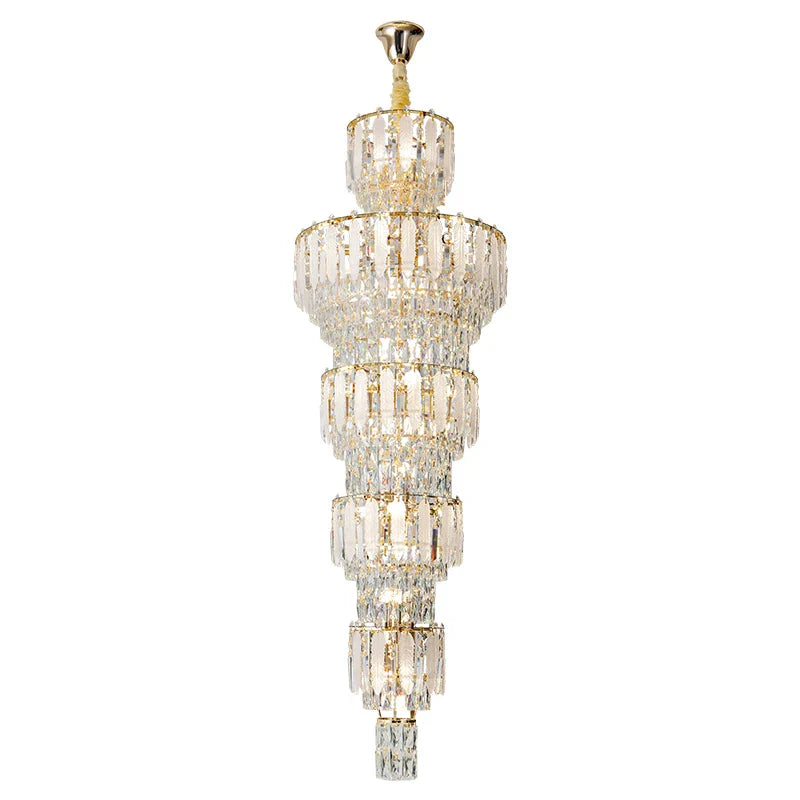 Afralia™ Duplex Villa Crystal Light Chandelier Spiral Staircase Building Elegant Transparency