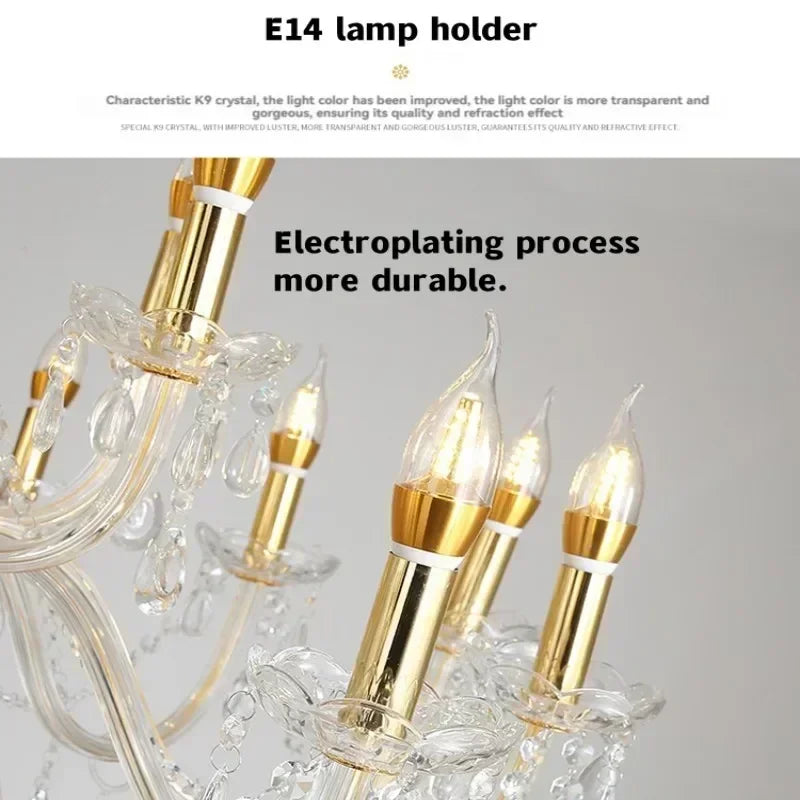 Afralia™ Crystal Candelabra Pendant Chandelier, Elegant Lighting Fixture for Bedroom, Dining & Living Room