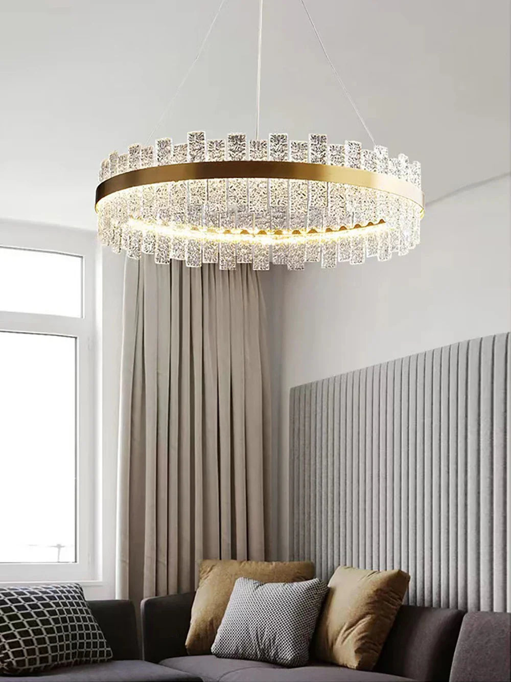 Afralia™ Crystal LED Chandelier: Gold/Black Luxury Pendant Lighting for Home