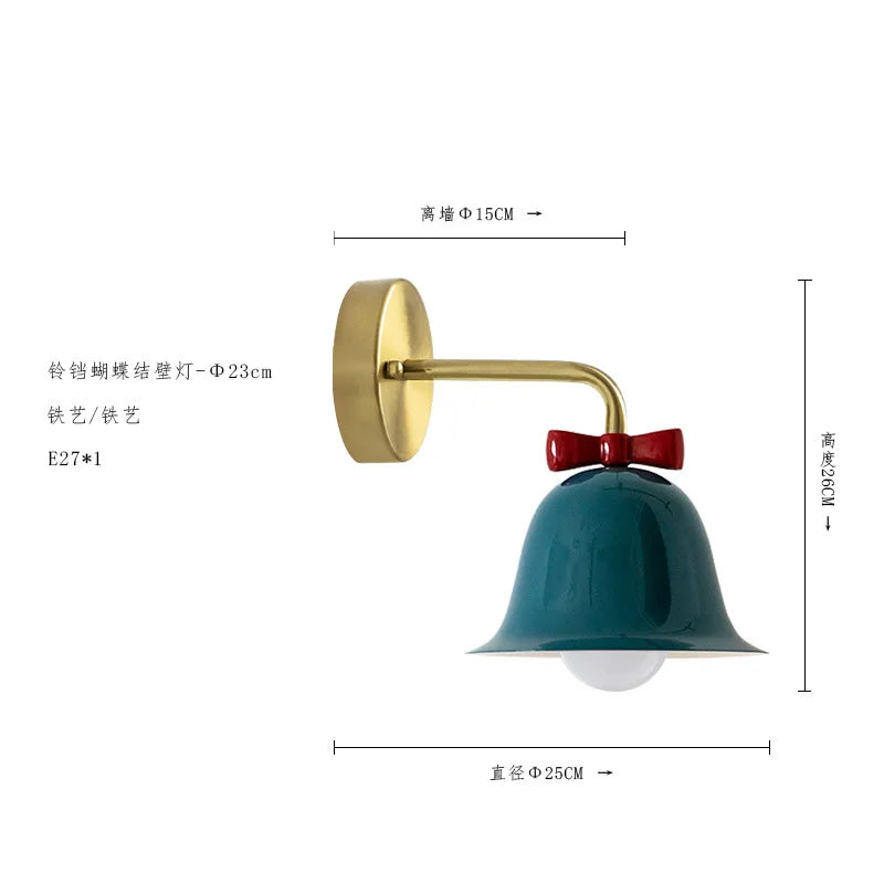 Afralia™ Bowknot Bell Wall Lamp E27 LED Glass Bedroom Kitchen Island Kids/Princess Room