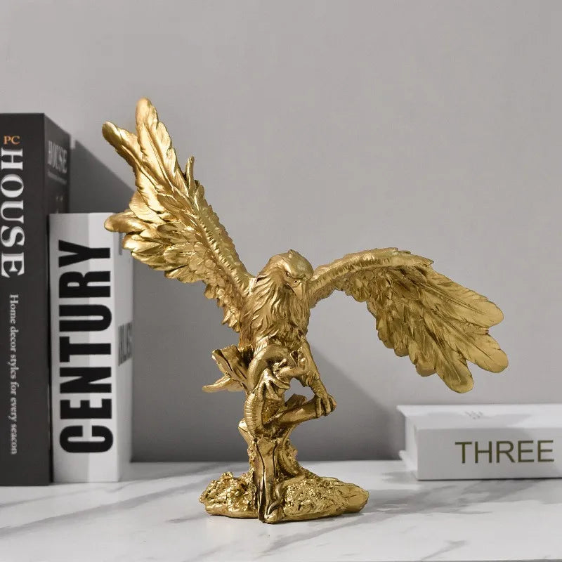 Afralia™ Gold Resin Eagle Sculpture for Office Living Room Hotel Decor