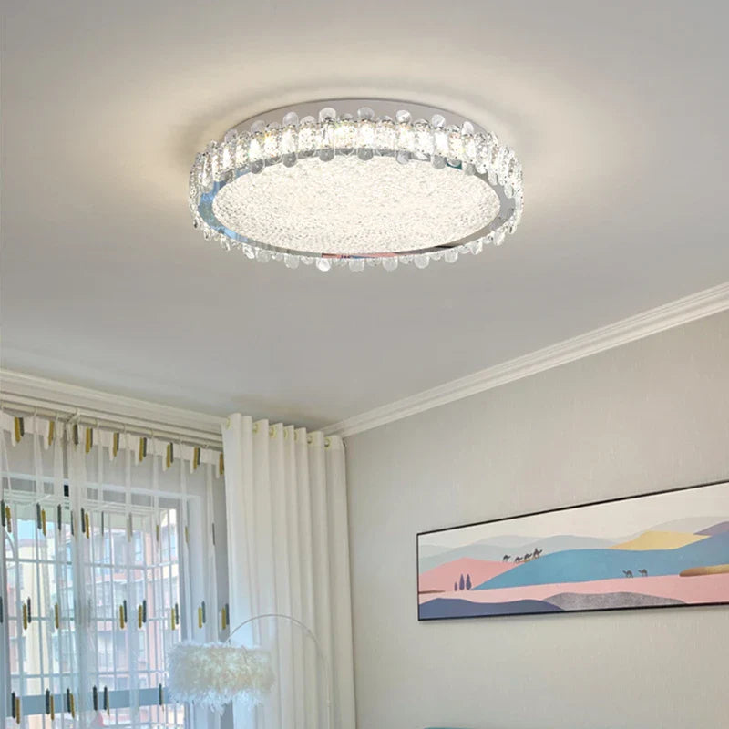 Afralia™ Modern Round LED Crystal Ceiling Light for Home Decor Lighting