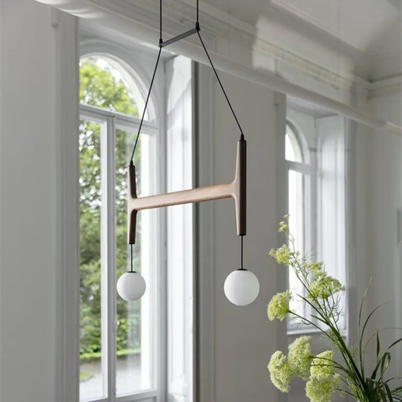 Afralia™ Walnut Multi-Head Pendant Light for Elegant Living and Dining Spaces
