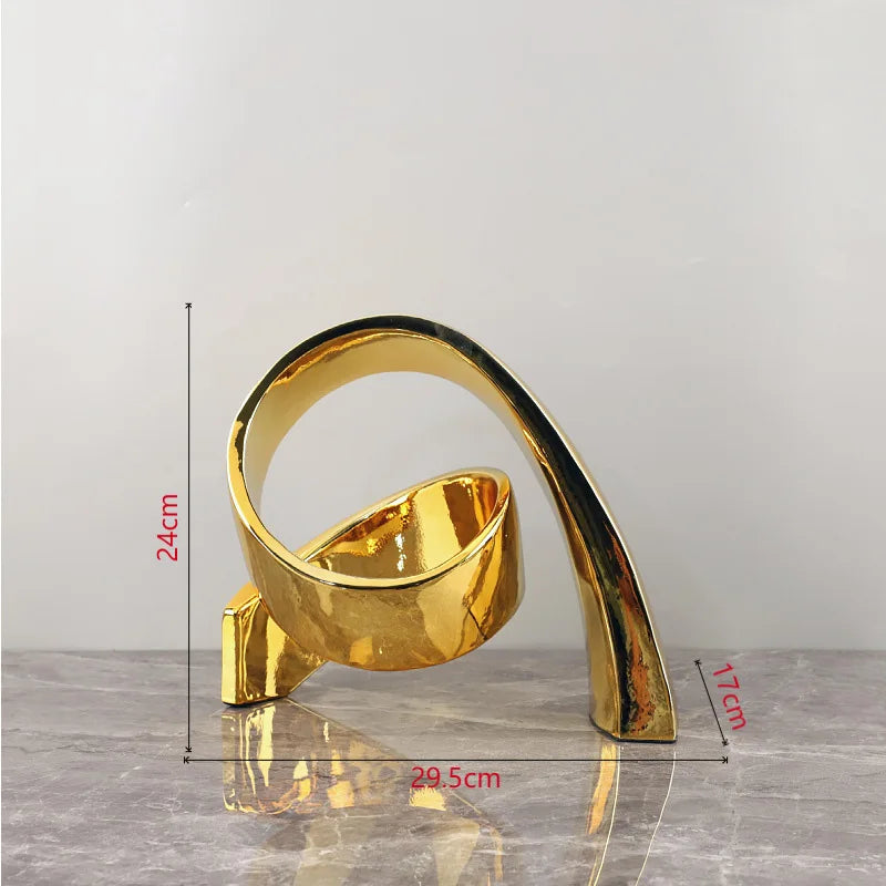 Afralia™ Twisted Circular Ring Sculpture Desk Decoration | Abstract Room Aesthetics Décor