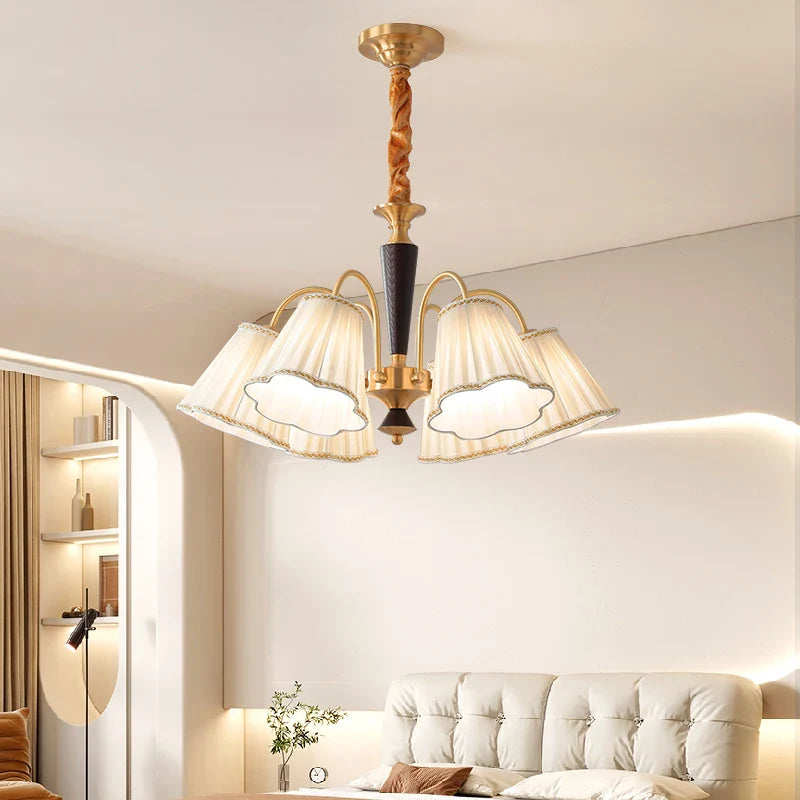 Afralia™ Antique Copper Chandelier for Retro American Country Living Room and Dining Room