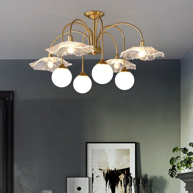 Afralia™ Nordic Glass Ball LED Chandelier for Bedroom Dining Room Ceiling Lighting