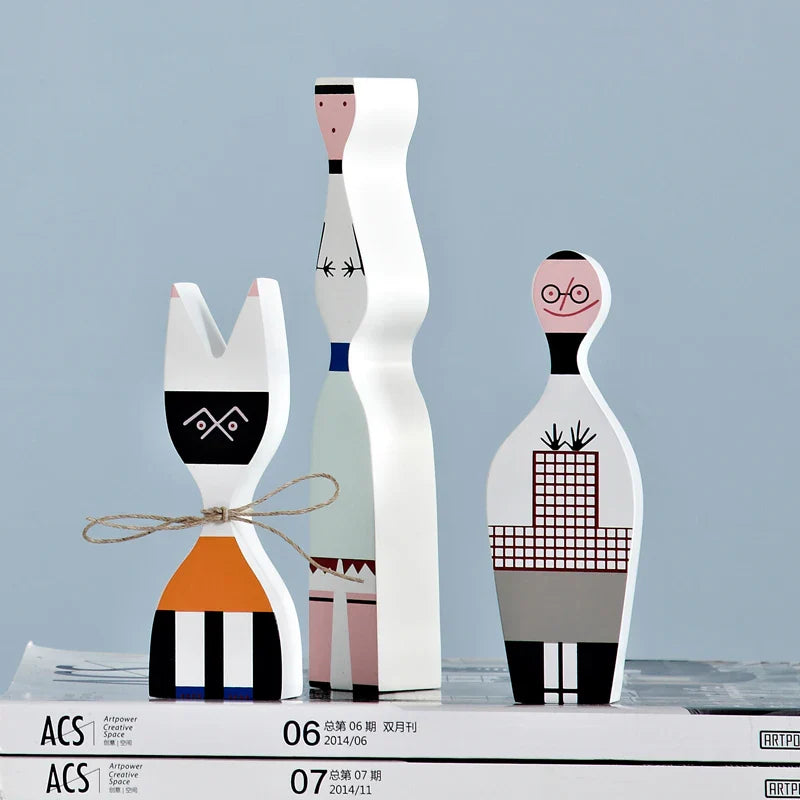 Afralia™ Modern Abstract Wooden Dolls Family Crafts Decor Kids Gift Home Decor Art Model