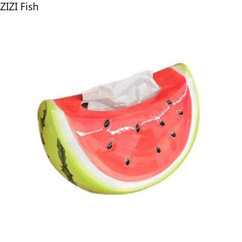 Afralia™ Watermelon Ceramic Tissue Box: Desk & Bedside Table Decoration