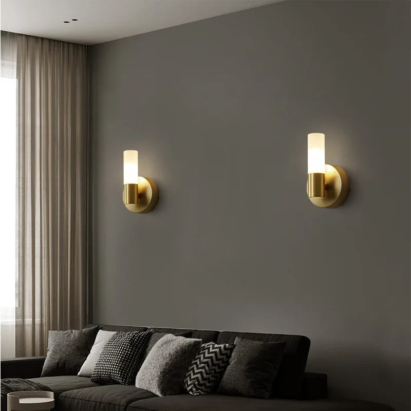 Afralia™ Gold Brass Acrylic Wall Lamp with G9 Bulb for Bathroom and Bedroom Lighting