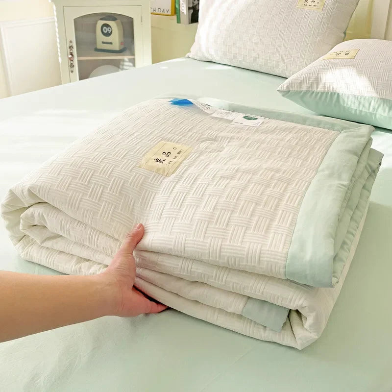 Afralia™ Jacquard Summer Cool Blanket: Light & Breathable Comforter for Double & Single Beds