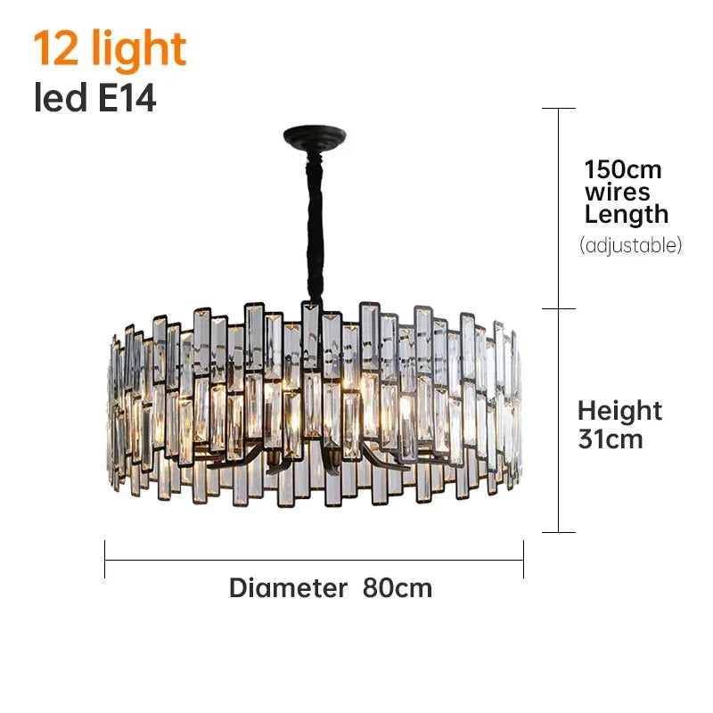 Afralia™ Small Black Crystal Chandelier: ModernLight Luxury for Home Indoor Lighting