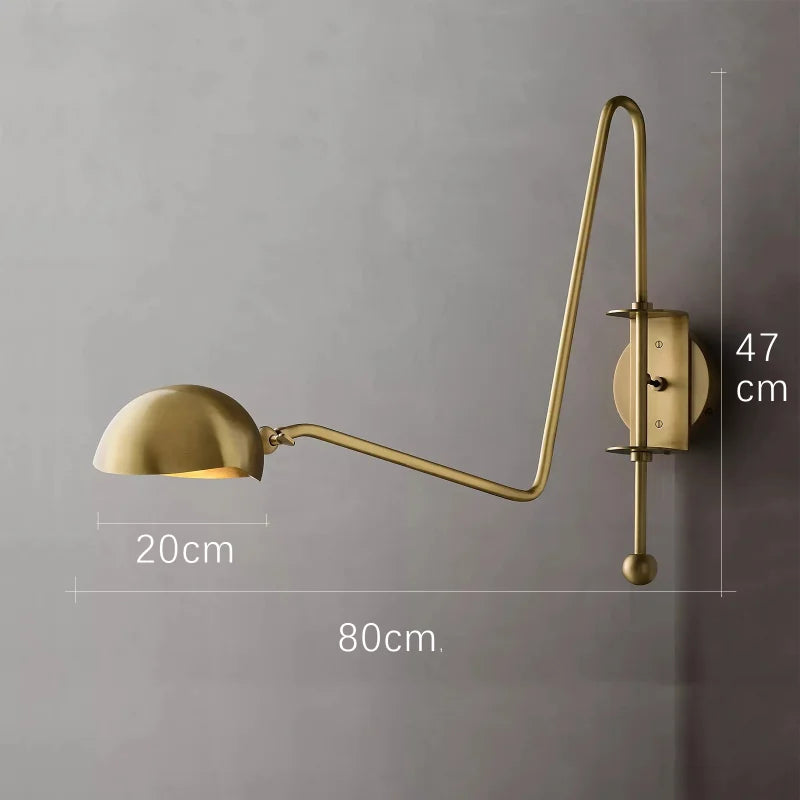 Afralia™ Black/Gold Lustre Copper Swing Arm Wall Lamp for Modern Living Spaces