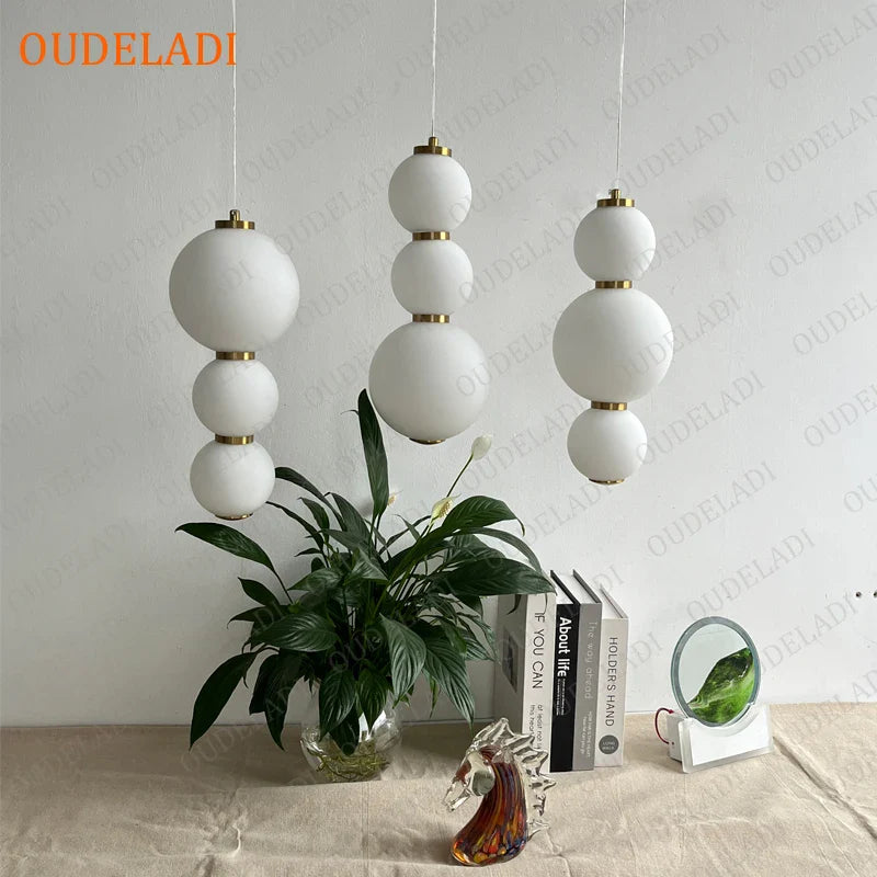 Afralia™ White Glass Ball Pendant Light: Kitchen Bubble Hanging Lamp for Decor, Living Room, Restaurant, Bar