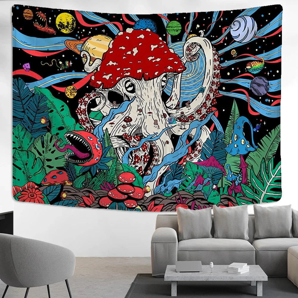 Afralia™ Abstract Mushroom Tapestry Wall Hanging for Psychedelic Room Decor