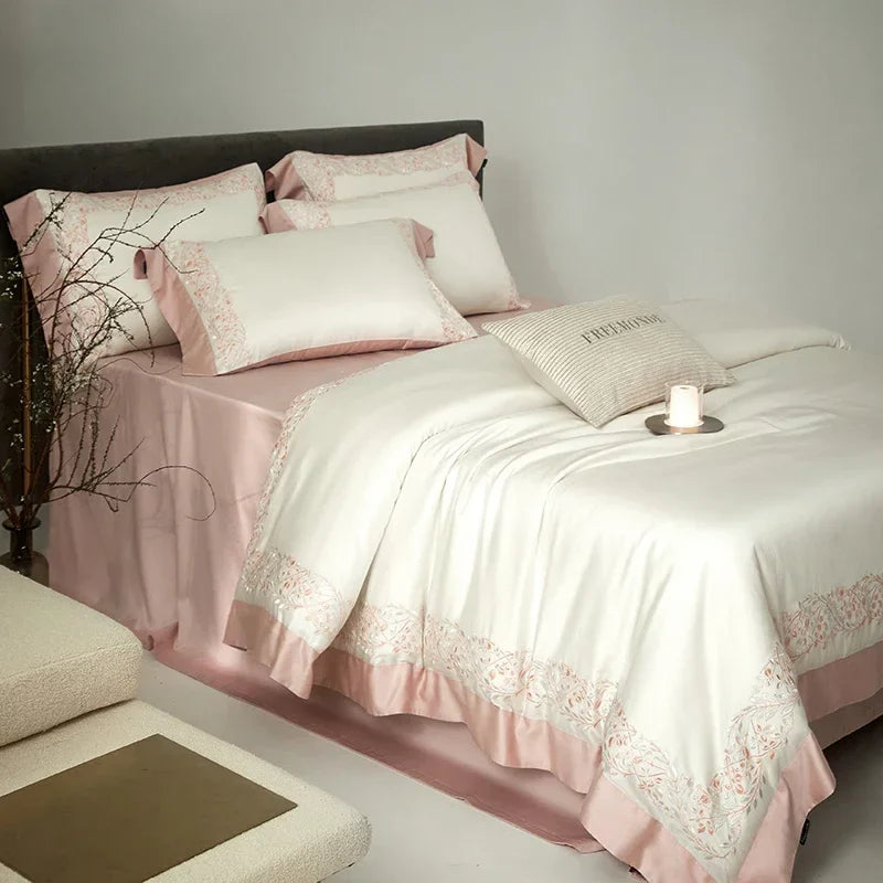 Afralia™ Egyptian Cotton Bedding Set: King/Queen Size Sheets, Blanket, Cover, Pillowcase - Solid Color