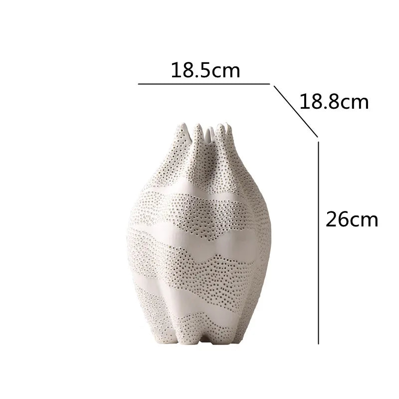 Afralia™ Dot Pattern Ceramic Vase: Handmade Abstract Geometric Home Decoration