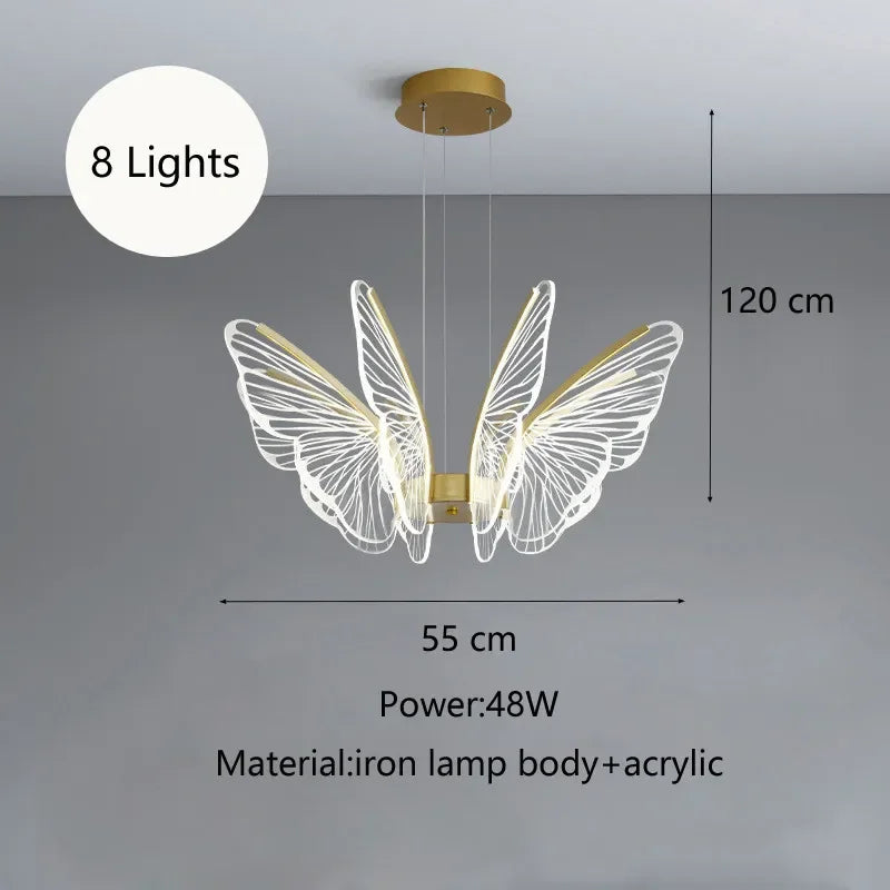 Afralia™ Butterfly LED Chandelier for Bedroom and Dining Room Lighting