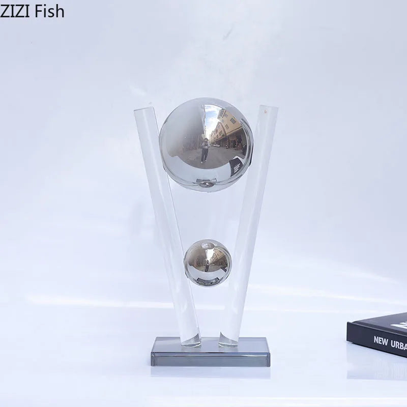 Afralia™ Crystal Sphere Sculpture: Minimalist Decorative Abstract Craft for Modern Home - Geometric Design