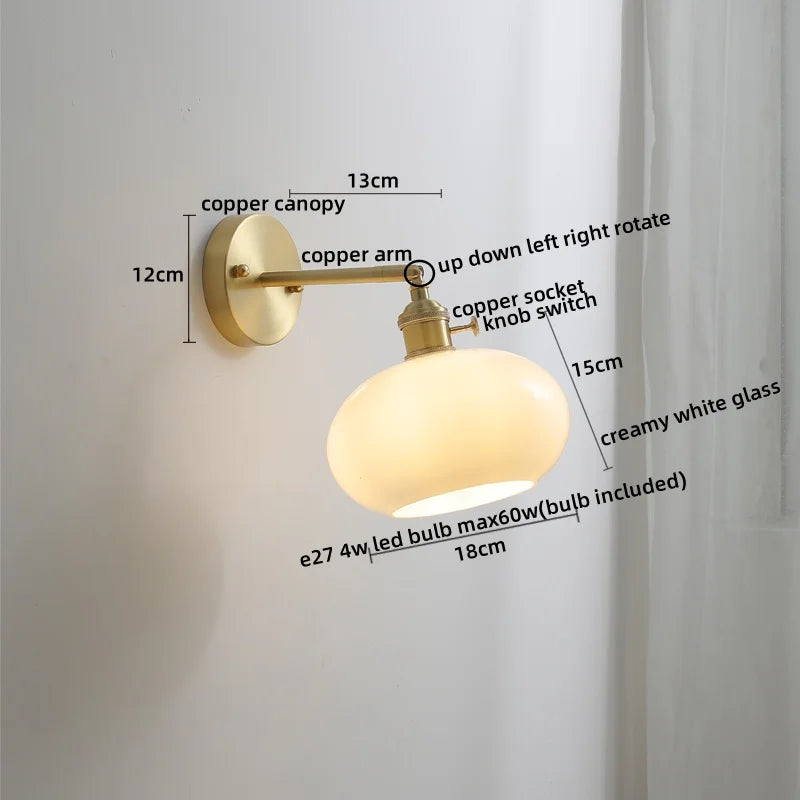 Afralia™ Ceramic Copper LED Wall Light with Pull Chain Switch for Modern Nordic Home Decor