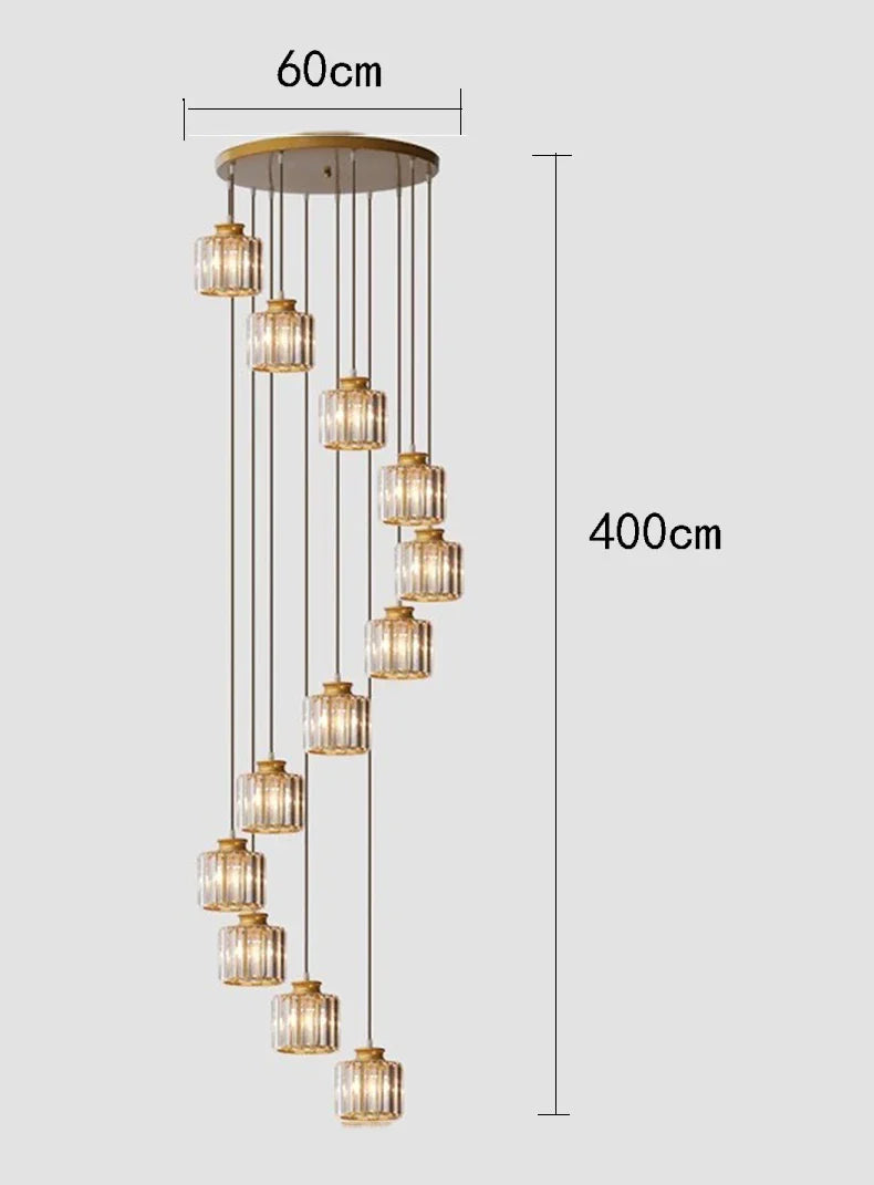 Afralia™ Crystal Staircase Pendant Lamp: Modern Luxury Interior Decoration Lighting for Home & Hotel.