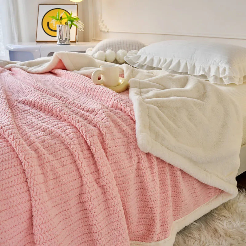 Afralia™ Cozy Faux Rabbit Fur Blanket, Soft Fluffy Quilt for Single, Anti-Static Warm Throw