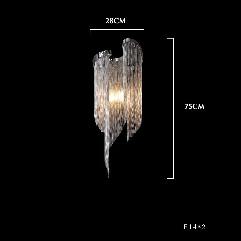 Afralia™ Chrome Chain Tassel Wall Sconce - Luxe Living Room Decor Fixture