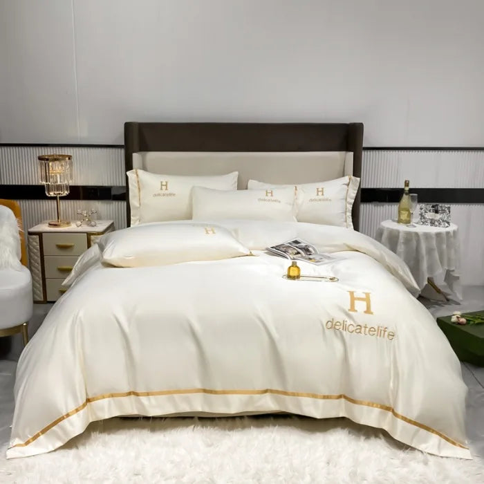 Afralia™ Silk Bedding Set: Washed Ice-Cream Satin Four-Piece, Skin-Friendly & Breathable Sheets