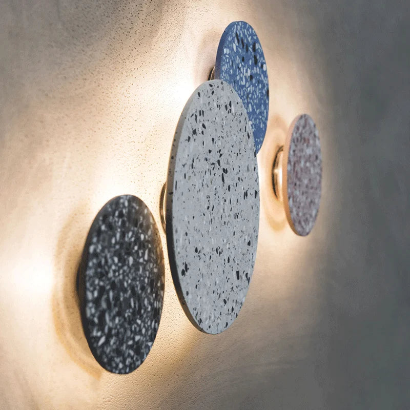 Afralia™ Terrazzo Disc Wall Mount LED Sconce: Modern Nordic Style Indoor Lamp