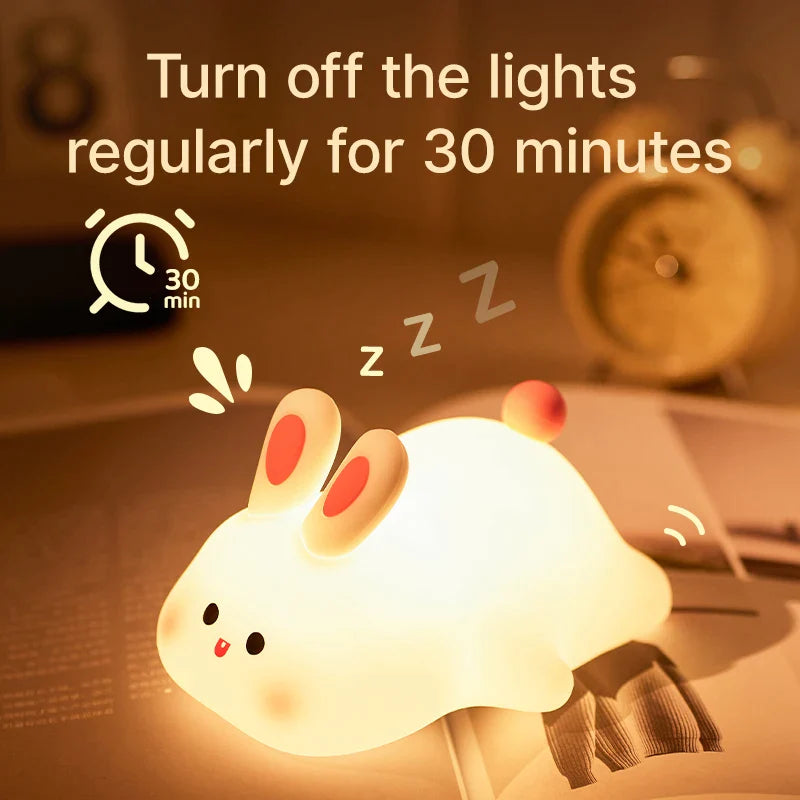 Afralia™ Animal Silicone Night Light USB Rechargeable Timer Baby Kids Bedside Lamp