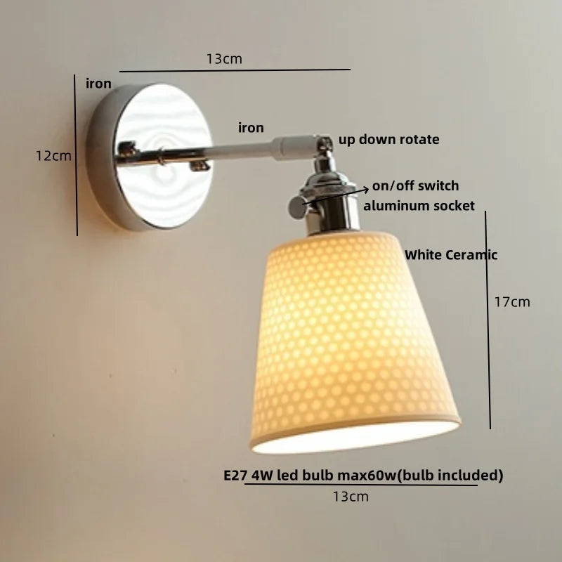 Afralia™ Ceramic LED Wall Light Fixture Up Down Rotate Modern Style Bedside Lamp