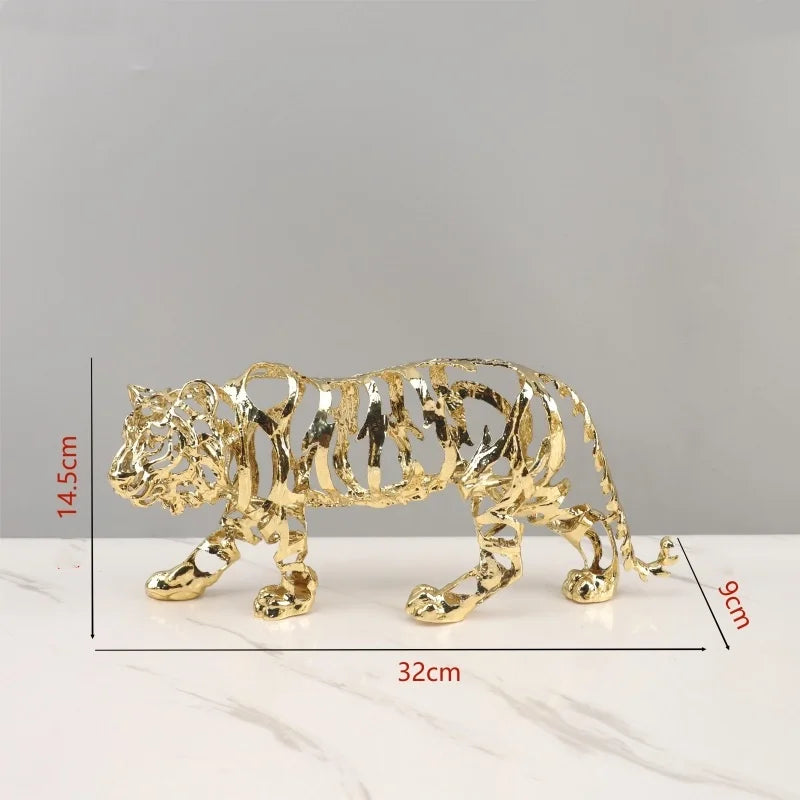 Afralia™ Golden Openwork Animal Sculpture Set for Home Decoration