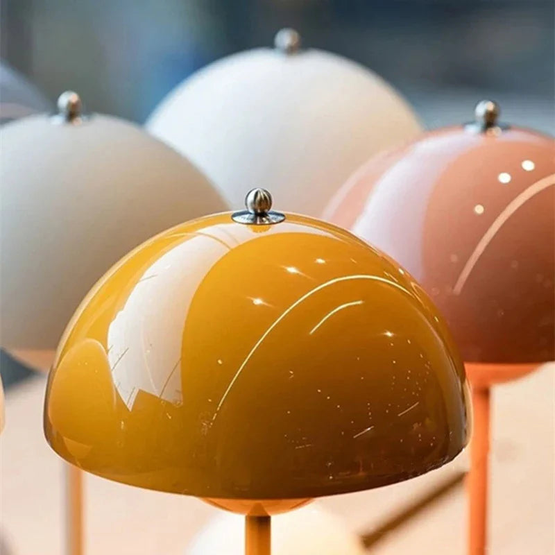 Afralia™ Iron Mushroom Shape Macaron Table Lamp - Modern Minimalist LED Home Decoration