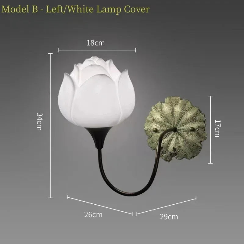 Afralia™ Nordic Lotus LED Wall Lamp: Retro Resin Sconce for Bedroom Home Decor