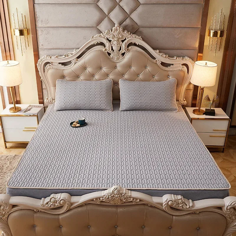 Afralia™ Cartoon Print Silky Mattress Set: 4-Layer Quilted Breathable Cushion