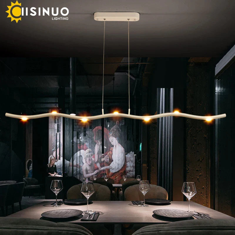 Afralia™ LED Wave Pendant Light for Office Dining Living Room Decor