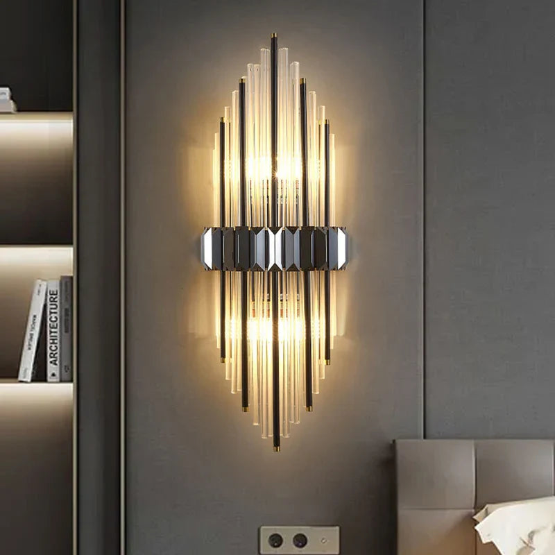 Afralia™ Crystal LED Wall Lamp Light Modern Luxury Sconces Indoor Lighting